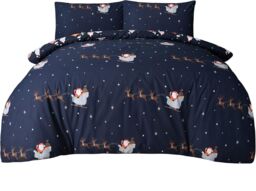 Smart Living Santa Town Xmas Festive Reversible Polycotton Duvet Cover with Pillowcases - Size: Single - thumbnail 5
