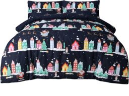 Smart Living Santa Town Xmas Festive Reversible Polycotton Duvet Cover with Pillowcases - Size: Single - thumbnail 4