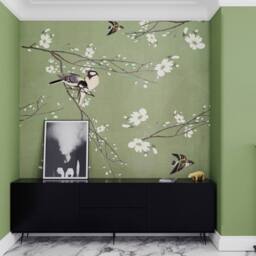 Superfresco Easy Birds & Blossom Green Print To Order 3m x 2.8m Mural - thumbnail 1
