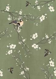 Superfresco Easy Birds & Blossom Green Print To Order 3m x 2.8m Mural - thumbnail 2