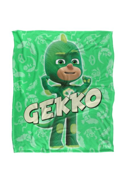 Hasbro PJ Masks Kids Gekko Character Silky Touch Blanket 152x127cm in White - Size: 152x127 cm - image 1