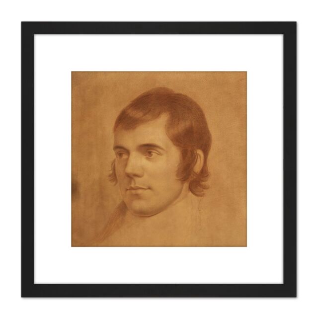 Artery8 Skirving Portrait Scottish Poet Robert Burns Drawing 8X8 Inch Square Wooden Framed Wall Art Print Picture with Mount in Black - image 1