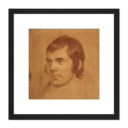 Artery8 Skirving Portrait Scottish Poet Robert Burns Drawing 8X8 Inch Square Wooden Framed Wall Art Print Picture with Mount in Black - thumbnail 1