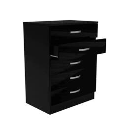 Nordara Black High Gloss Tall 5 Drawer Chest for Bedroom - thumbnail 5
