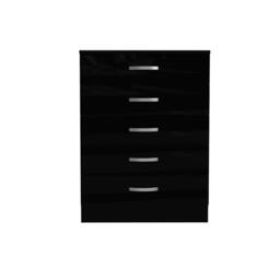 Nordara Black High Gloss Tall 5 Drawer Chest for Bedroom - thumbnail 4