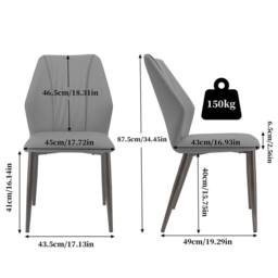 EONLION Grey Dining Chairs Set of 2 Mid-Century - Size: 100 cm - thumbnail 2