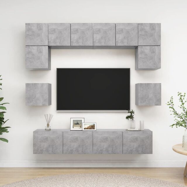 Berkfield Home 8 Piece TV Cabinet Set Concrete Grey Engineered Wood - image 1