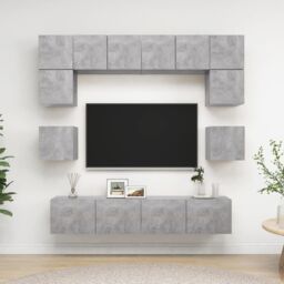 Berkfield Home 8 Piece TV Cabinet Set Concrete Grey Engineered Wood - thumbnail 1