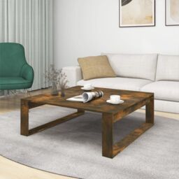 Berkfield Home Coffee Table Smoked Oak 100x100x35 cm Engineered Wood in Brown - Size: 100 x 100 x 35 cm - thumbnail 3