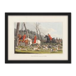 "Artery8 Wall Art Print John Heaviside Clark Fox Hunting Into Cover Large Framed Wall Décor Art in Brown - Size: W18"" x H24""" - thumbnail 1