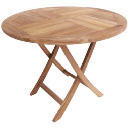Charles Bentley Solid Wooden Teak Round 2-4 Seater Table Garden Foldable Patio in Natural - thumbnail 1