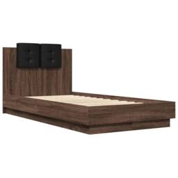 Berkfield Home Bed Frame without Mattress Brown Oak 75x190 cm Small Single - thumbnail 3