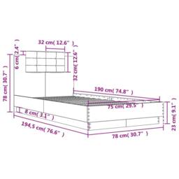 Berkfield Home Bed Frame without Mattress Brown Oak 75x190 cm Small Single - thumbnail 9