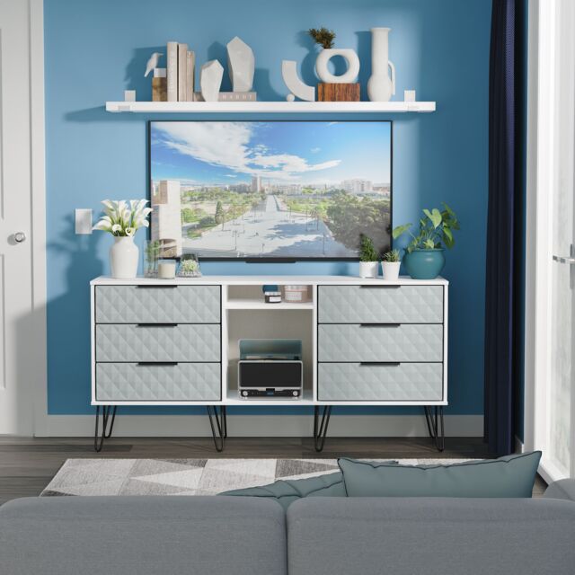 Ready Assembled 2 U Islay 6 Drawer Sideboard (Ready Assembled) in Duck Egg Blue - image 1