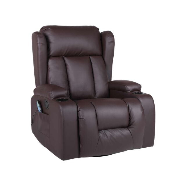 LUXURY LIFE Caesar Recliner Armchair 10 In 1 Massage & Heat Leather Chair in Brown - image 1