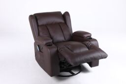 LUXURY LIFE Caesar Recliner Armchair 10 In 1 Massage & Heat Leather Chair in Brown - thumbnail 4