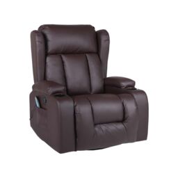 LUXURY LIFE Caesar Recliner Armchair 10 In 1 Massage & Heat Leather Chair in Brown