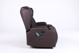 LUXURY LIFE Caesar Recliner Armchair 10 In 1 Massage & Heat Leather Chair in Brown - thumbnail 6