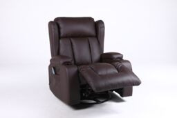 LUXURY LIFE Caesar Recliner Armchair 10 In 1 Massage & Heat Leather Chair in Brown - thumbnail 3