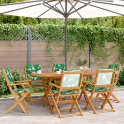 Berkfield Home Folding Garden Chairs 6 pcs Green Fabric & Solid Wood