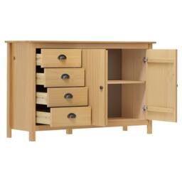 Berkfield Home Sideboard Hill Honey Brown 130x40x80 cm Solid Pine Wood - Size: 130 x 40 x 80 cm - thumbnail 3