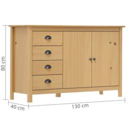 Berkfield Home Sideboard Hill Honey Brown 130x40x80 cm Solid Pine Wood - Size: 130 x 40 x 80 cm - thumbnail 4