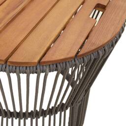 Berkfield Home Garden Side Tables 2 pcs with Wooden Top Grey Poly Rattan - thumbnail 8