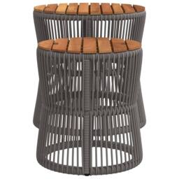 Berkfield Home Garden Side Tables 2 pcs with Wooden Top Grey Poly Rattan - thumbnail 5