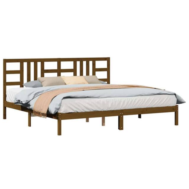 Berkfield Home Beautiful Bed Frame Honey Brown Solid Wood 200x200 cm - image 1