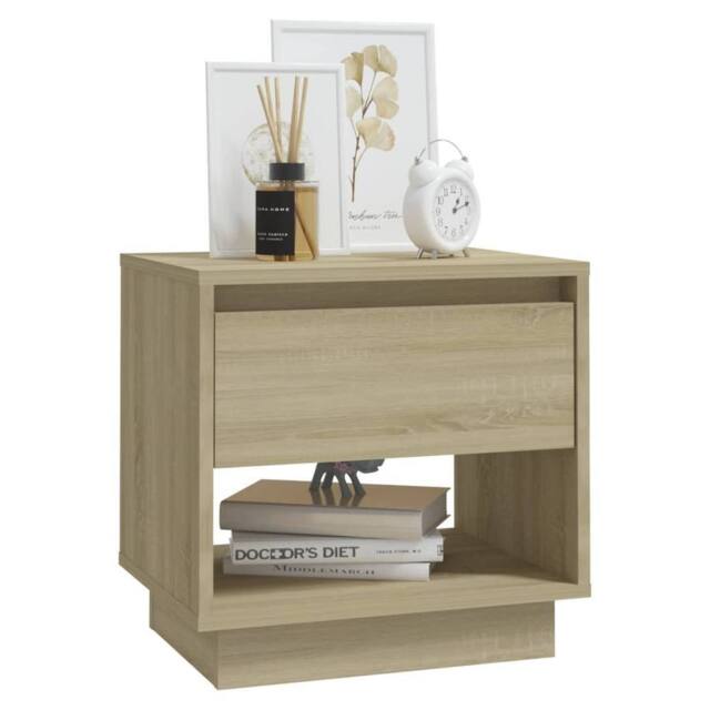 Berkfield Home Classic Bedside Cabinet Sonoma Oak 45x34x44 cm Engineered Wood in Beige - Size: 45 x 34 x 44 cm - image 1