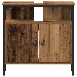 Berkfield Home Bathroom Sink Cabinet Old Wood 60x30x60 cm Engineered Wood in Brown - Size: 60 x 30 x 60 cm - thumbnail 6