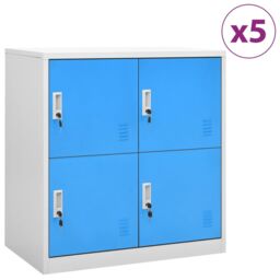 Berkfield Home Locker Cabinets 5 pcs Light Grey & Blue 90x45x92.5 cm Steel