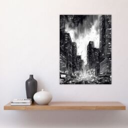 "Artery8 Downtown Chicago Ink Sketch Cityscape Pen & Ink Charcoal Dark Moody Large Wall Art Poster Print Thick Paper 18X24 Inch - Size: W18"" x H24""" - thumbnail 4