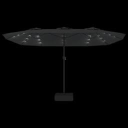 Berkfield Home Double-Head Parasol with LEDs Anthracite 449x245 cm in Black - thumbnail 6