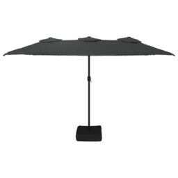 Berkfield Home Double-Head Parasol with LEDs Anthracite 449x245 cm in Black - thumbnail 4