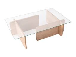 Vente-unique Tempered Glass Coffee Table - Light Natural & Transparent - AZRA in Clear - thumbnail 7
