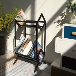 KORVIXA Metal Vinyl Record Stand Holds 140-160 LPs Black Storage Organizer - Size: 100 cm x 100 cm - thumbnail 4