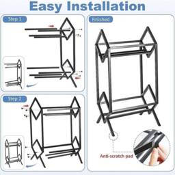 KORVIXA Metal Vinyl Record Stand Holds 140-160 LPs Black Storage Organizer - Size: 100 cm x 100 cm - thumbnail 3