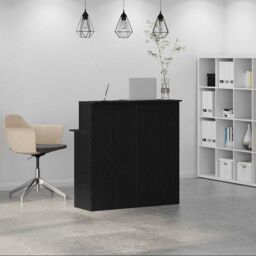 Berkfield Home Reception Desk Black 100x50x103.5 cm Engineered Wood - thumbnail 3