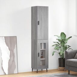 Berkfield Home Highboard Grey Sonoma 34.5x34x180 cm Engineered Wood - thumbnail 1