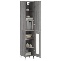 Berkfield Home Highboard Grey Sonoma 34.5x34x180 cm Engineered Wood - thumbnail 3