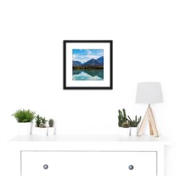 Artery8 Jaritz Ferlach Reservoir Drava Austria Landscape Photo 8X8 Inch Square Wooden Framed Wall Art Print Picture with Mount in Black - thumbnail 2