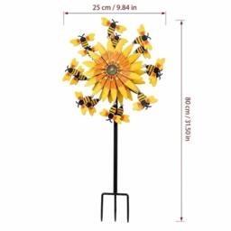 FLAVORA Bee & Sunflower Garden Spinner Metal Spike Outdoor in Yellow - Size: 0.6m2 - thumbnail 2