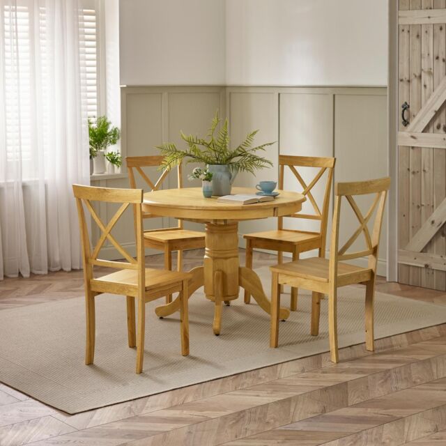 FurnitureboxUK Padstow Wooden Extending Dining Table & 6 Millford Chairs in Light Oak - image 1
