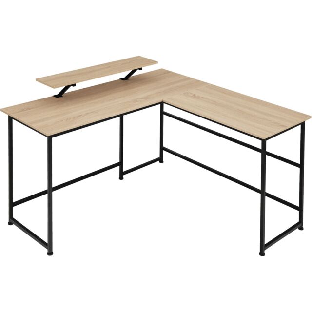 tectake Desk Melrose - Corner Desk With A Movable Monitor Stand in Light Oak - image 1