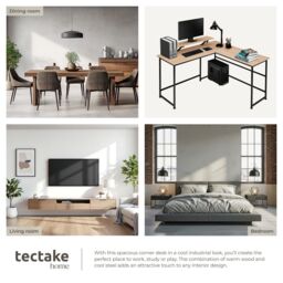 tectake Desk Melrose - Corner Desk With A Movable Monitor Stand in Light Oak - thumbnail 5