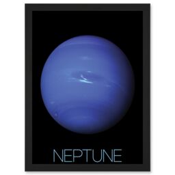 Artery8 NASA Our Solar System Neptune Blue Planet Voyager 2 Image Artwork Framed Wall Art Print A4 in Black - thumbnail 1