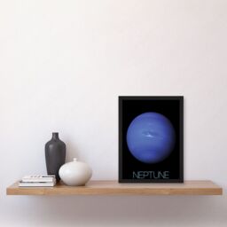 Artery8 NASA Our Solar System Neptune Blue Planet Voyager 2 Image Artwork Framed Wall Art Print A4 in Black - thumbnail 2