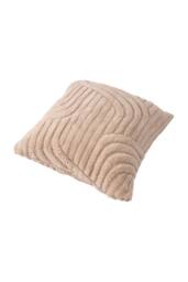 Living and Home 3D Wave Textured Plush Throw Pillow Cover in Light Brown - thumbnail 4