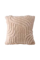Living and Home 3D Wave Textured Plush Throw Pillow Cover in Light Brown - thumbnail 3
